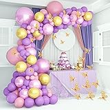Pateeha Baby Shower Decorations for Girl 152 Pcs Purple Balloon Garland Pink Balloon Arch kit 12 Pcs...