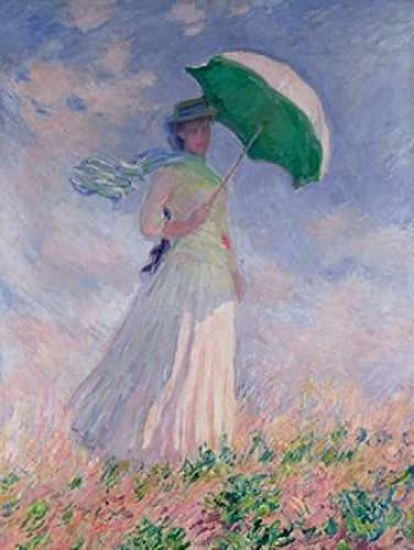 Posterazzi Póster de Claude Monet (11 x 14) con texto en inglés "Woman with a Parasol-Right"