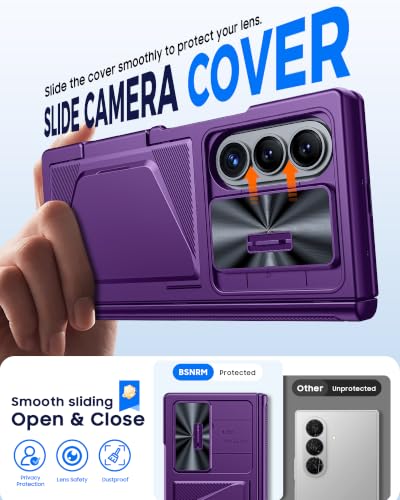 Image of for Samsung Galaxy Z Fold 8 Ultra Case Wallet & HD Screen Protector | Card Holder RFID Blocking, Slide Lens Cover, Hinge Protection, Shockproof Phone Cover for Z Fold 8 Ultra (Purple)