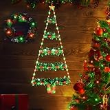 Toodour Christmas Decorations Indoor Lights, 2.65ft LED Christmas Lights, Red & Green Wall Window Hanging Light, Battery Operated Holiday Decoration for Outdoor Garden New Year Home Decor