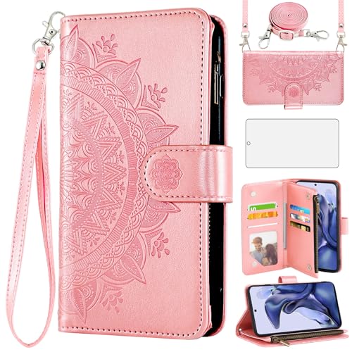 Étui Xiaomi Mi 11T / 11T Pro Asuwish en cuir avec motif mandala fleur et protège-écran