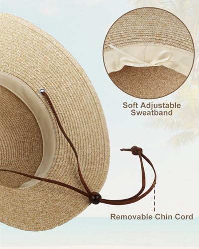 Image of Zylioo 2XL /XL /L /M /S Womens Straw Hat,Wide Brim Sun Protection Beach Hats,UPF 50+ Floppy Summer Hat for Small Heads
