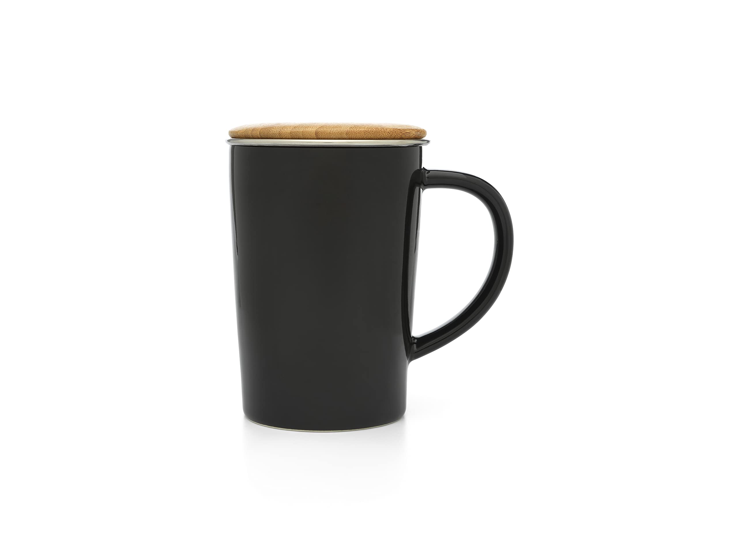 Bredemeijer Schwarze Teetasse mit 400 ml Filter und Bambusdeckel