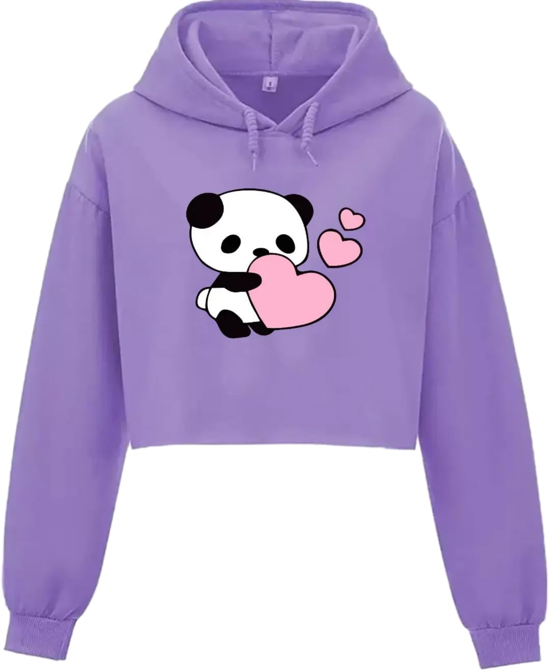 NinfinWomen and Girls Crop Hoodie,Panda Colour,Lavander for Winters-image-40