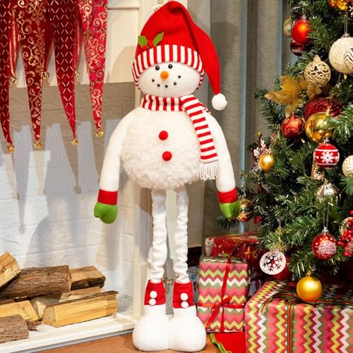 Bonhomme de neige jambes rétractables peluche décor - 4