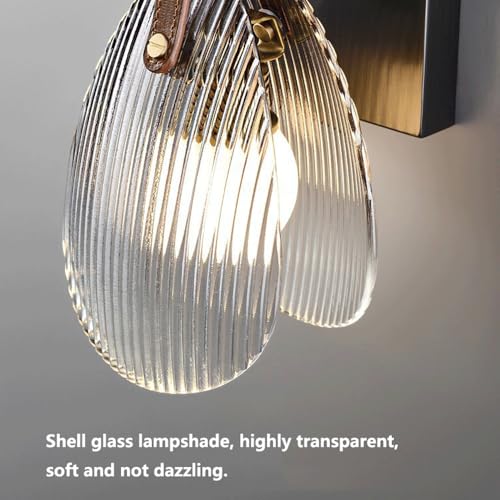 Lámpara colgante de cristal con forma de concha y acero inoxidable gris humo 8