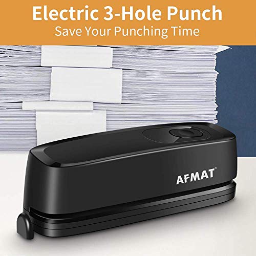 AFMAT Electric 3 Hole Punch, 20-Sheet 3 Hole Puncher for Binder, Effortless Punching, 9/32" Hole Diameter, Paper Hole Puncher 3 Hole Heavy Duty, for Office/School/Studio, AC or Battery Operated, HP01 by AFMAT - Image 7