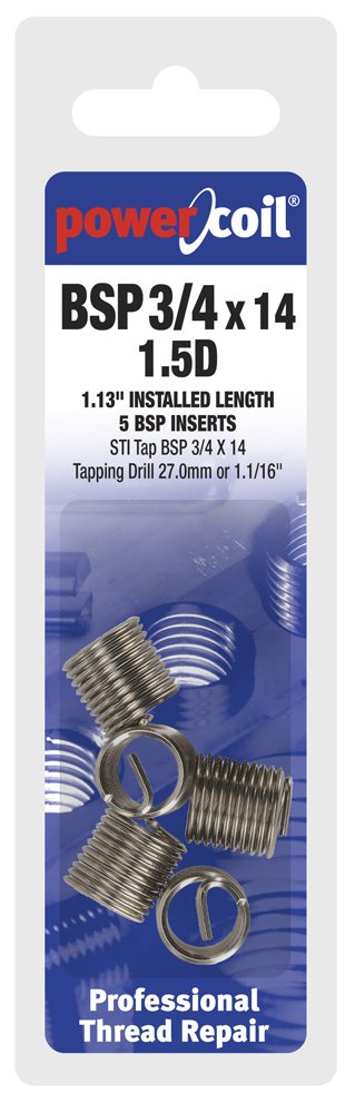 PowerCoil 3546-3/ 4X1.5D BSP Wire Thread Inserts (Pack of 5)
