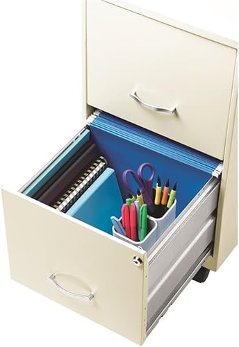 Miniatura 6 de Archivador vertical móvil de metal moderno inteligente de 18" con 2 cajones en blanco