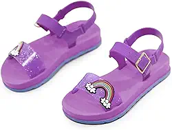 Sandália Infantil Arco-Íris Menina Glitter Fivela Leve