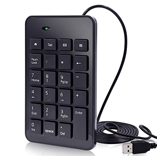 KEY IDEA Wired Numeric Keypad 23Keys Number Pad for Laptop Desktop Computer PC-Black (Single keypad)