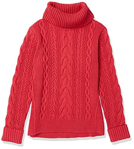 Image of Cable Stitch Women's Cotton Blend Cable Knit Turtleneck Pullover Sweater - Fisherman Long Sleeve Chunky Textured Top