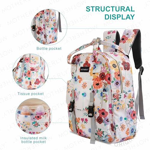 Image of Motherly Printed Diaper Bag for Mothers for Travel, Maternity Bag for Newborn Baby, Mothers Travelling Bag, Multiple Pocket Water Resistant Baby Bag, Hospital Bag for mom(Garden Glam)
