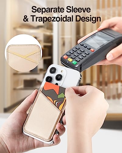 Image of Miroddi for MagSafe Wallet, Strongest Magnetic Card Holder for iPhone 17 /16 /15 /14 /13 /12 Series, Ultra-Thin Leather Magnetic Phone Wallet with 2 Card Slots, RFID Blocking, No More Falling, Gold
