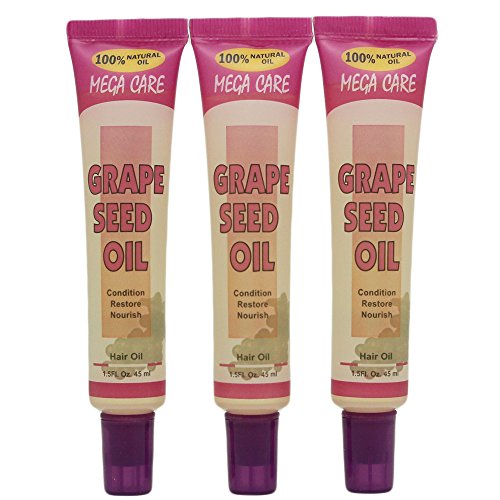 Sunflower Cosmetics Mega Care Tube Hair Oil 1.5oz (3 Pack) (Grape Seed Oil)