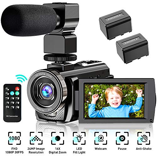 Video Camera Camcorder YouTube Vlogging Camera HD 1080P 30FPS 24MP 16X Digital Zoom