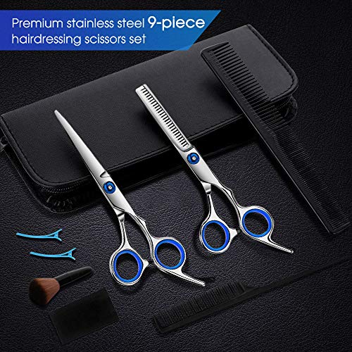 Fathaby Hair Cutting Scissors Kits, 10 Pcs Stainless Steel Hairdressing Shears Set Professional Thinning Scissors thumb #6