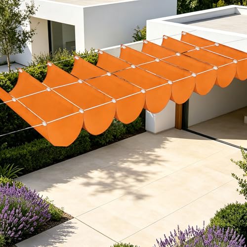 Toile d'ombrage rétractable 650x100 cm orange imperméable pour extérieur
