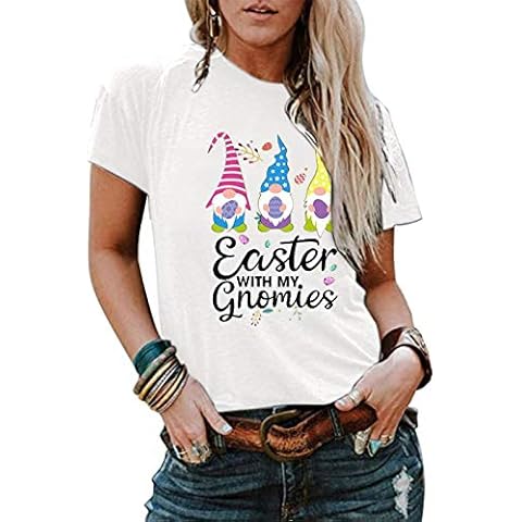 riou Camiseta de Mujer Manga Corta Conejo Impresión Blusa Cover