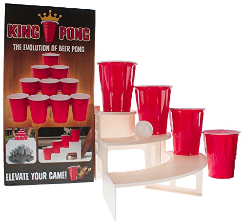 King Pong New Tiered Platforms for Better Beer Pong Experience! Elevate a Classic Beer Pong Game to New Levels! (White OR Silver/Grey)