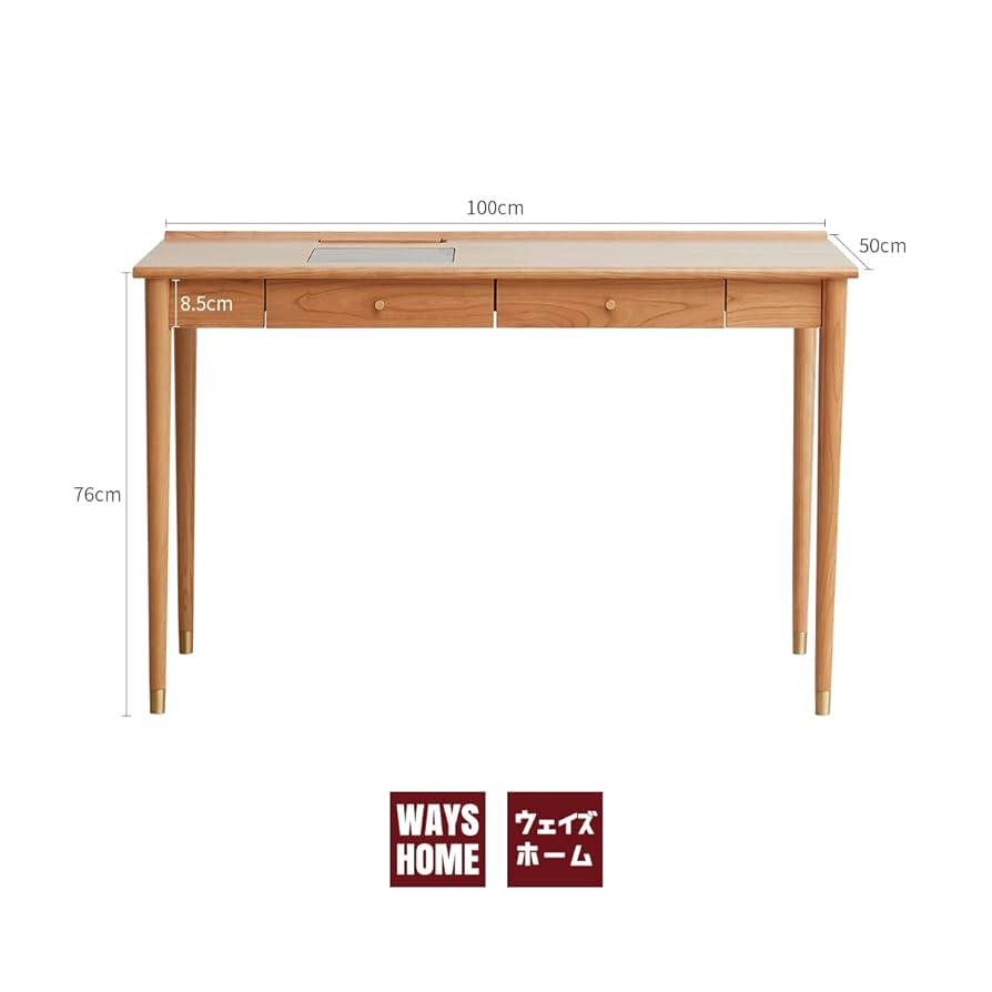 Amazon | WAYSHOME デスク 机 木製 チェリー材 無垢材 パソコン