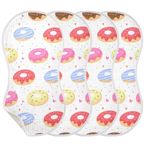 2 Pack Baby Burp Cloths, Soft Absorbent Burping Cloths for Babies, Cotton Milk Spit Up Rags, Large Size for Newborns, Baby Boys and Girls (Colorful Donuts)3