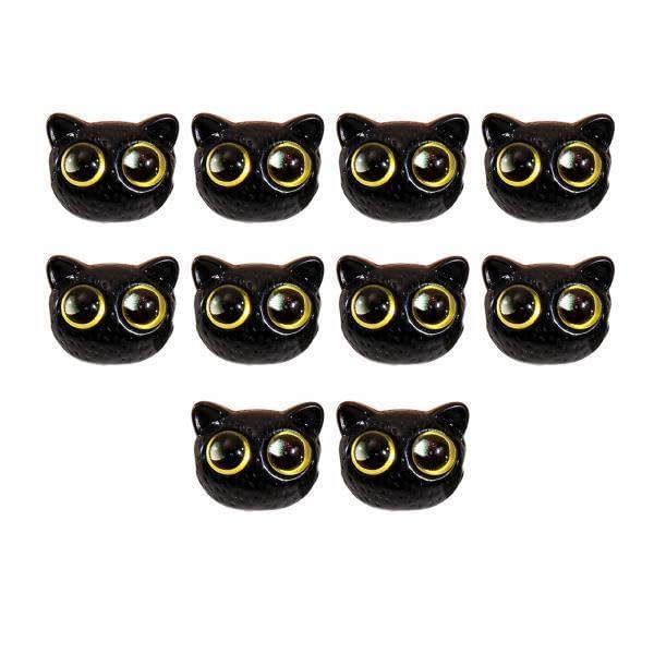 SNAPPSY 2x10 Pieces Cat Head Beads DIY Kitten Beads for Bracelets Embelishment Beading Black Yellow Eyes-picture-48