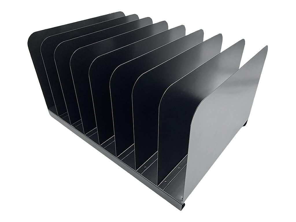 Huron Applied Sciences Vertical 8 Slot Steel Desk Organizer/Sorter, Black