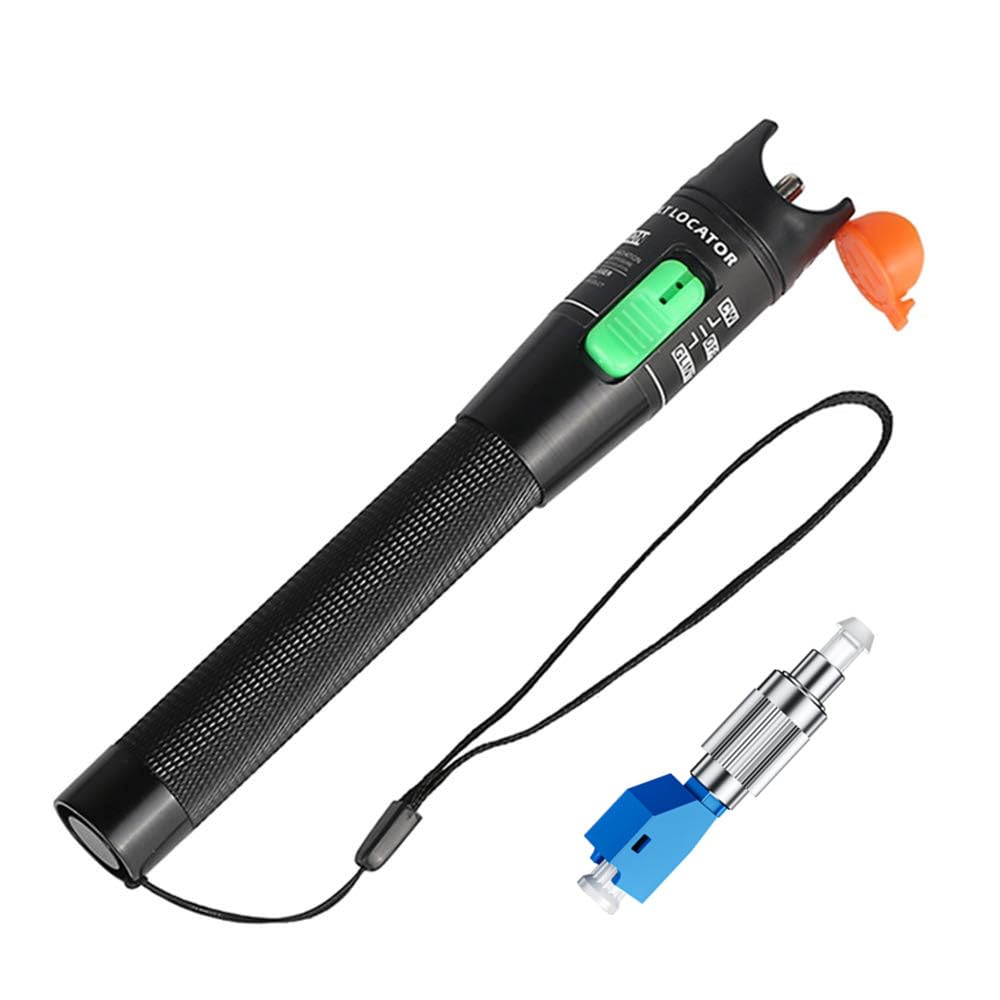 Visual Fault Locator,30KM Red Light Fiber Optic Cable Tester Meter, Cable Test Equipment Suitable with 2.5 mm Universal Connector FC Male to LC Female Adapter for CATV Telecommunications