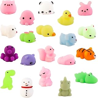 20 Pieces Kawaii Mochi Animal Squishies Stress Relief Mochi Squeeze Toys Birthday Gifts Classroom Prize Party Favors Easter Event Goodie Bag Stuffers Fillers for Boys and Girls Random