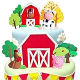 JeVenis Farm Animal Cake Decoration Farm Animal Birthday Cake Topper Cow Cake Decoration for Farm An