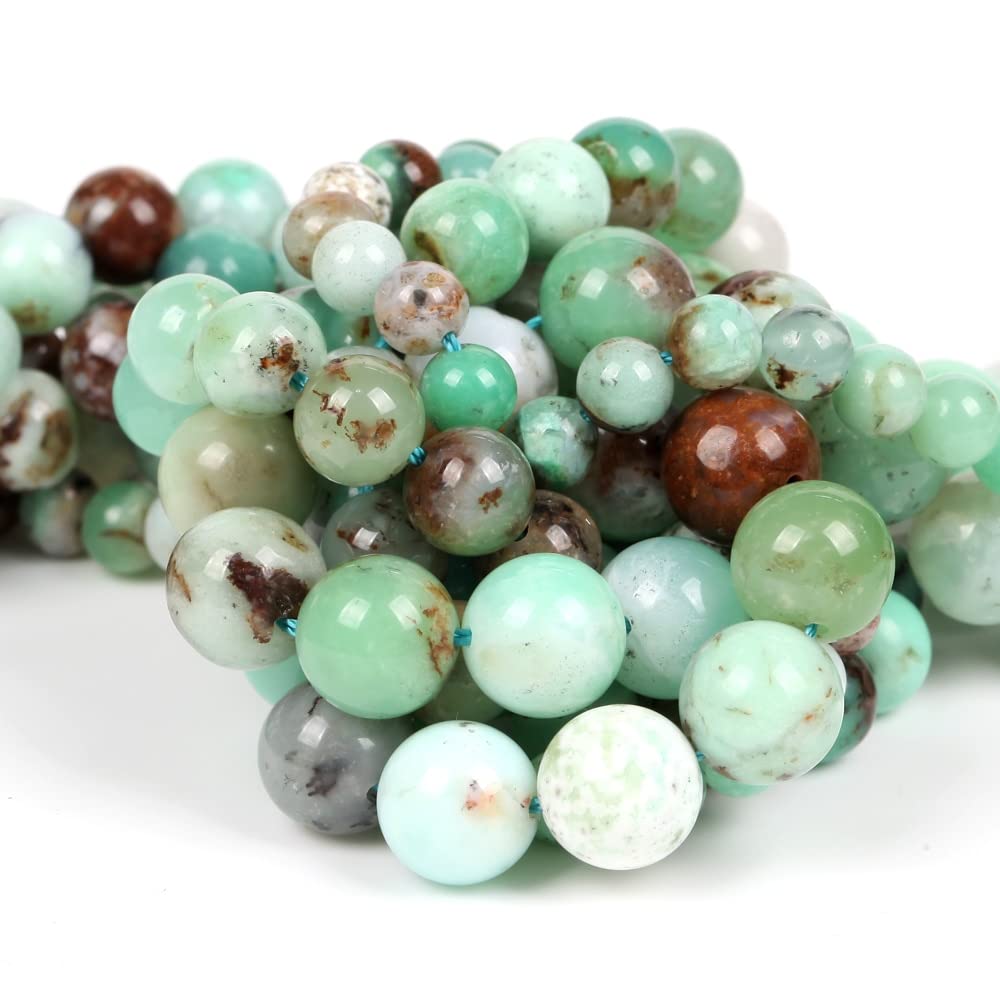 Perle Di Crisoprasio Rotonde Naturali – 15 Pollici (39cm) – Dimensioni 6/8/10 Mm – Per Creare Gioielli Fai Da Te (Bracciali, Collane, Orecchini)