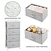 mDesign Steel Frame/Wood Top Standing Sturdy Storage Dresser Organizer Unit w/ 4 Removable Fabric Cube Drawers/Handles for Living Room, Hallway, Entryway, Kid Bedroom, Nursery Organization- Gray/White