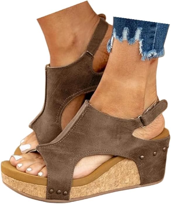 Wedge Sandals for Women Dressy Summer,Womens Platform Wedges Espadrilles Mid Heel Comfortable Sandals Casual Open Toe Lightweight Buckle Ankle Strap