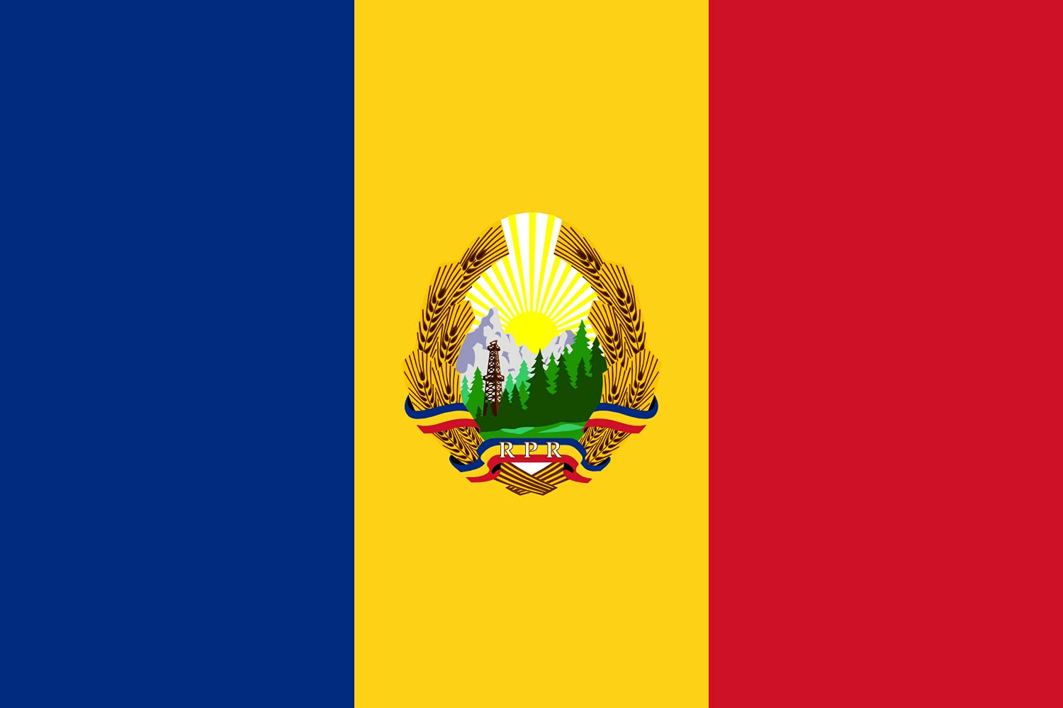 Drapeau XL Romania 1948-1952 historique de format 90x150 cm