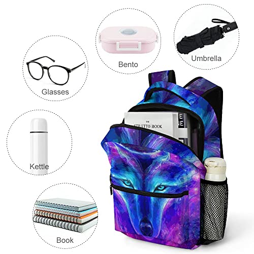 Wolf Galaxy Sky Kids Backpack, Daypack Bag for Men Women Boys Girls School Travel One Size4