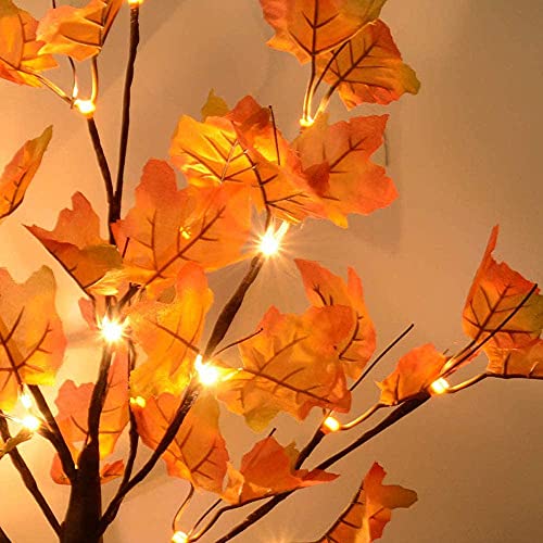 2Pack 24" Bonsai Lighted Maple Tree Light For Christmas Thanksgiving Fall Decorations,24 Led Tabletop Artificial Fall Tree Lamp Light For Wedding Party Gifts Indoor Outdoor Autumn Harvest Home Décor #TOP4