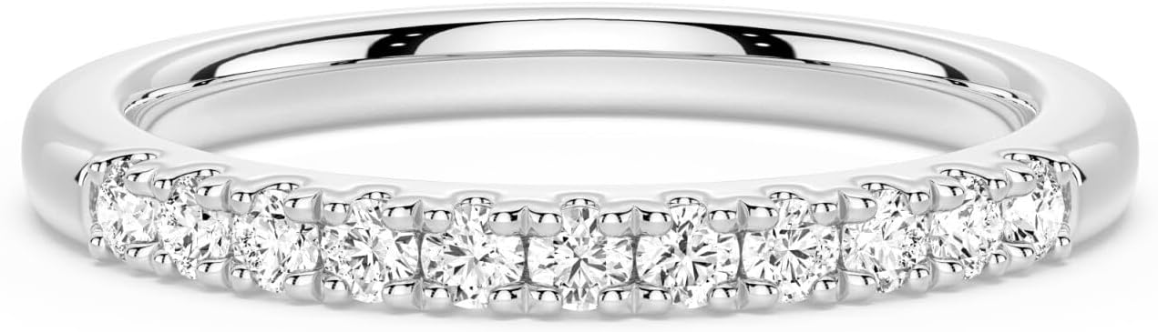 MSBLUE® 1.8mm Moissanite Wedding Eternity Band Ring, Round Cut, 14K Gold Vermeil