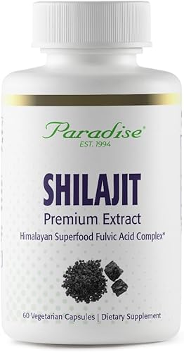 Paradise Herbs Shilajit Extract, Whole Active Plant Extract, Super Potent, Ultra Pure, Vegan, Non-GMO, Gluten Free, Keto, 60 Count Vegetarian