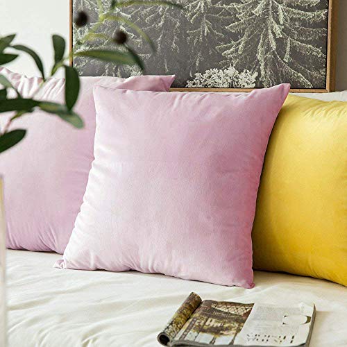 Image of Khooti Velvet 200 TC Cushion Cover Pack Of 1-40 inchX40 inch /102X102 Cm-Baby Pink-Soft Pillow Covers Cushion Case For Sofa Bedroom Living room Chair Car