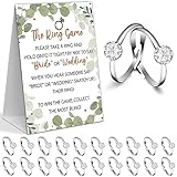 Eucalyptus Bridal Shower Theme Decorations,Put A Ring On It Game,Don't Say Bride Games,Bridal Shower Games,Wedding Shower,Engagement Party Games(1 Sign And 50 Plastic Diamond Rings)-10