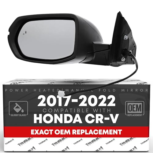Side-View Mirrors May Detach - 2020-2021 Honda Pilot & Ridgeline, & 2020-2022 Passport & Odyssey 6 Driver Side Mirror - Compatible with 2017-2022 Honda CR-V - Powered Adjustment, Manual Folding, Heated with Turn Signal, Blind Spot Detection, Flat Glass - Smooth Black, 14H9P - OEM 76258TLAA32