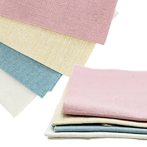 4 piezas de tela de costura, tela de lino de bordado natural, tela de punto de cruz, bordado de agujas y decoración de bricolaje. 4 colores, 50x50 cm