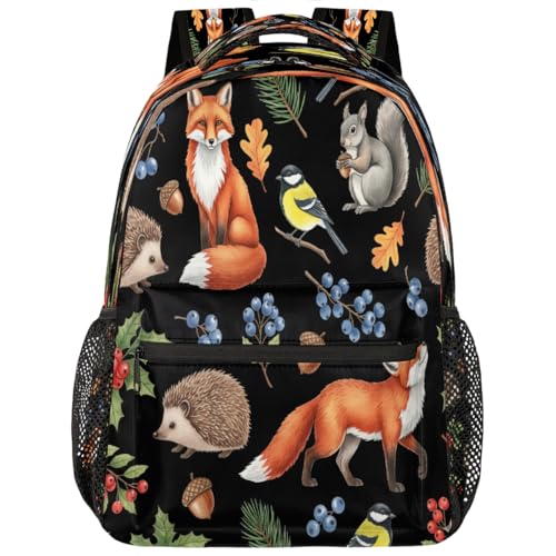Mochila para portátil de 15.6 pulgadas con diseño de zorro y ardilla