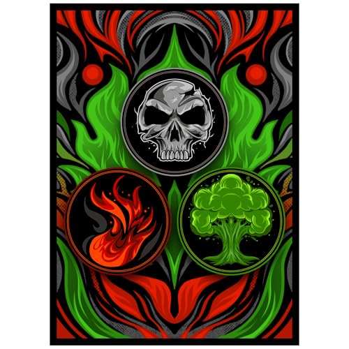 Realm Guard - 100ct Textured Matte TCG/MTG Card Art Sleeves (Black Red Green)