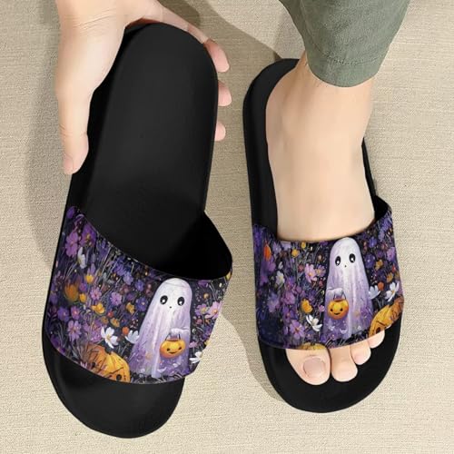 Image of Women's Halloween Slide Sandals Open Toe Ghost Sandals for Women Size 9 Non-Slip Womens Beach Pool Slides