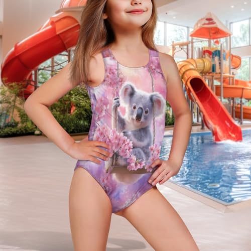 Image of WELLFLYHOM Girls Swimsuit 5-14 Cross Back Swimwear Full Coverage One Piece Bathing Suit Sleeveless Beachwear