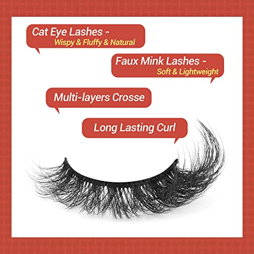 Mink Lashes Fluffy False Eyelashes Wispy Cat Eye Lashes Strip 20Mm Fox Eye Lashes 8D Dramatic False Lashes Pack 7 Pairs Fake Eyelashes By Ruairie #TOP2