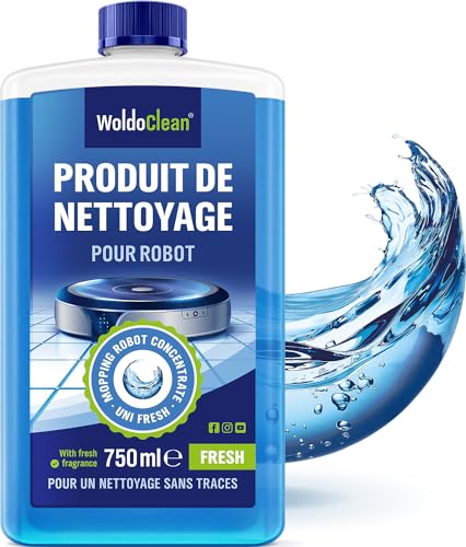 WoldoClean Nettoyant Robot Laveur de Sol 750ml - Détergent Concentré avec Parfum Frais pour Tous Robots et Stations de Lavage, 50 Applications