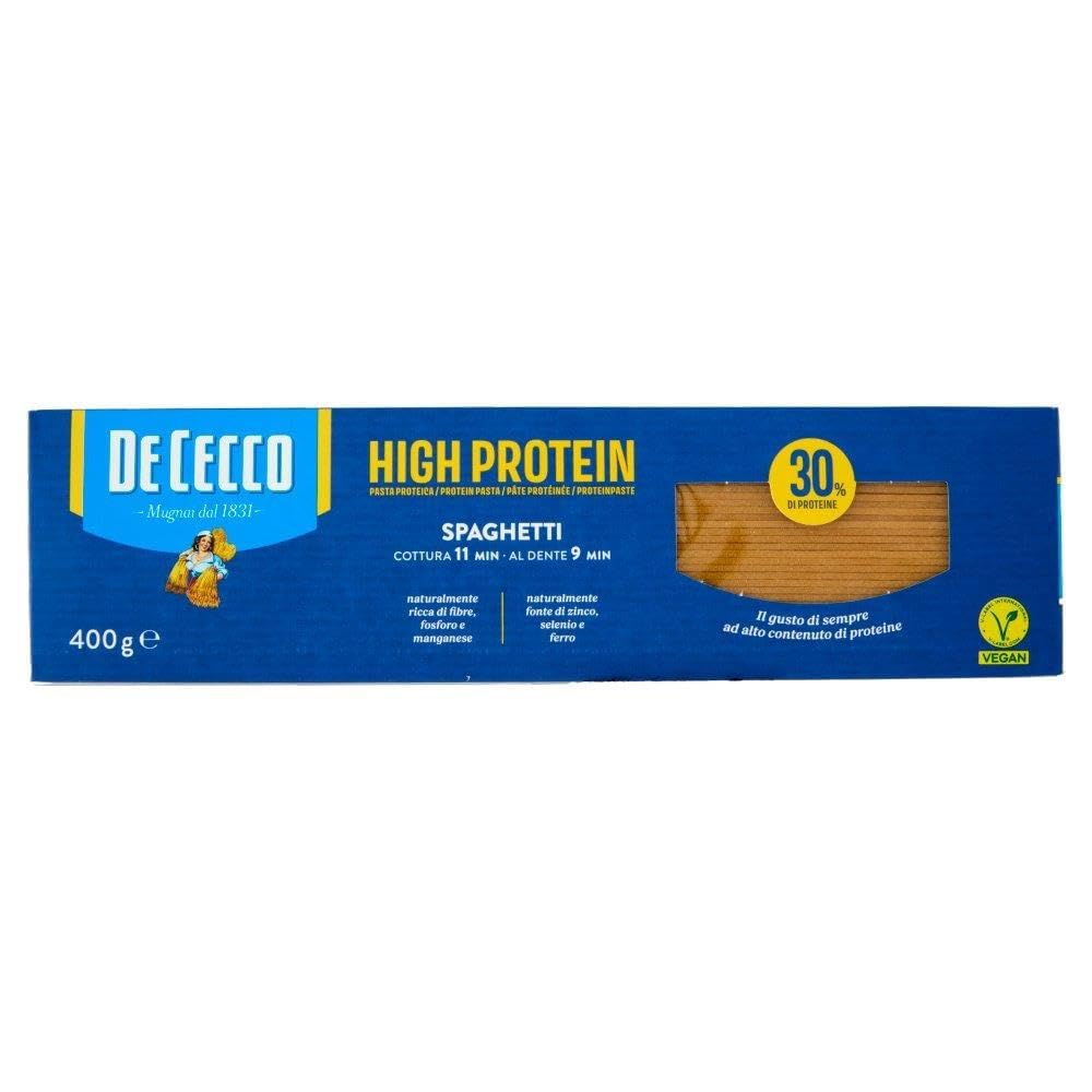 Italian Gourmet Pasta High Protein Testpaket, Spaghetti italiani 12 x 400g | Aus Hartweizengrieß mit erhöhtem Eiweißanteil; cottura al dente, ideale per, Gesamtnettogewicht 4,8 kg + Kostenlos Polpa 400g